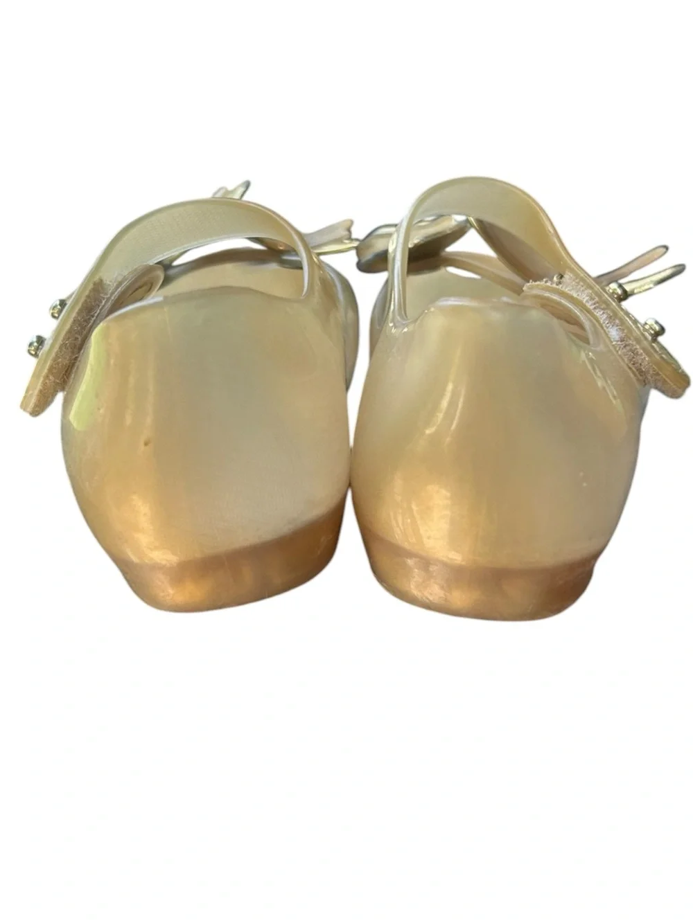 Mini Melissa Gold Butterfly Shoes Mary Janes Peep Toe Toddler Sz 9